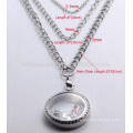 2015 hot sell floating locket long silver necklace